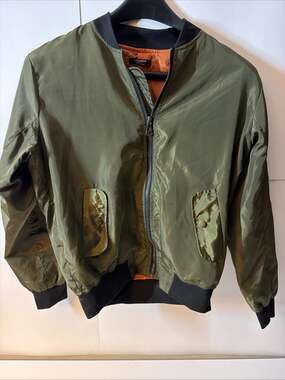 Zeagoo Womens Olive Green Bomber Jacket Full Zip Lightweight Flight Jacket M